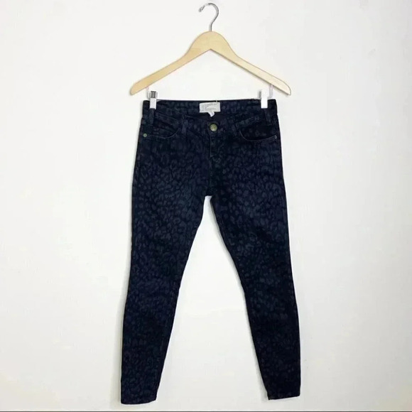 Current Elliot Leopard Print The Stiletto Black Skinny Jeans Size 26 - Picture 3 of 8